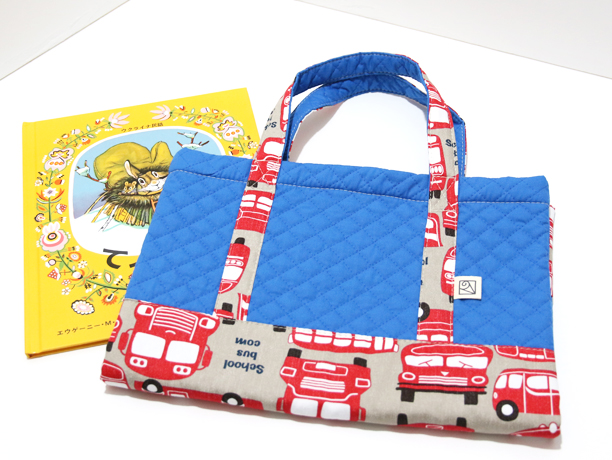 福岡の小学校図書専用バッグ バッグ型ブックカバー 国産生地のスクールバス Kami To Nuno Store